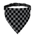 Grey And Black Checkered Pattern Print Over The Collar Dog Bandana