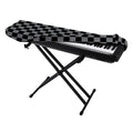 Grey And Black Checkered Pattern Print Piano Keyboard Cover