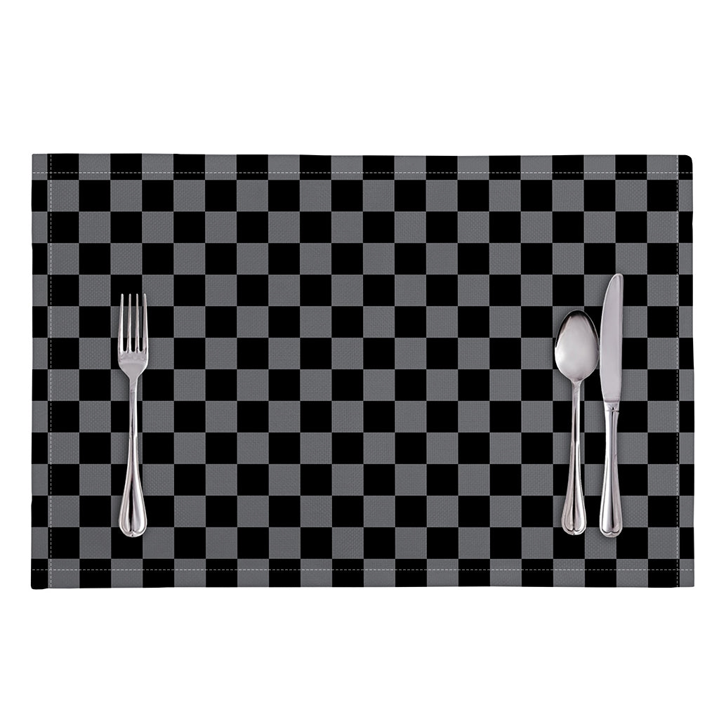 Grey And Black Checkered Pattern Print Placemat