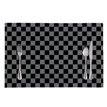Grey And Black Checkered Pattern Print Placemat