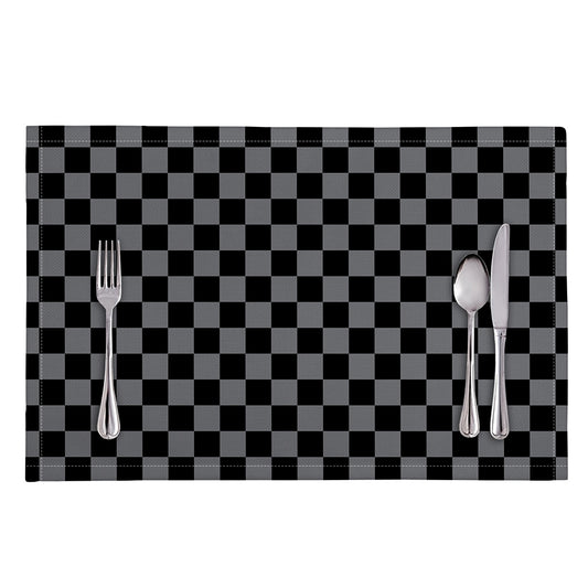Grey And Black Checkered Pattern Print Placemat