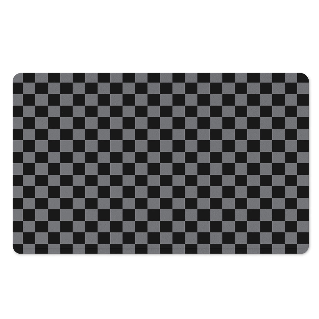 Grey And Black Checkered Pattern Print Polyester Doormat