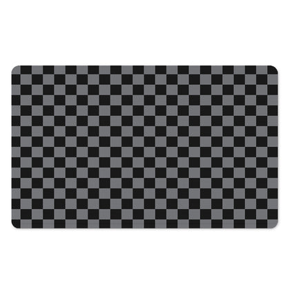 Grey And Black Checkered Pattern Print Polyester Doormat
