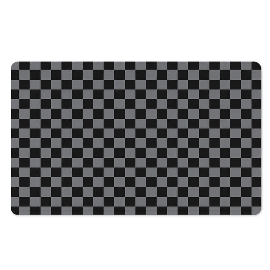Grey And Black Checkered Pattern Print Polyester Doormat