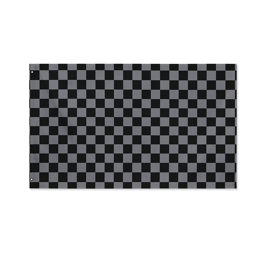 Grey And Black Checkered Pattern Print Polyester Flag