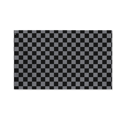 Grey And Black Checkered Pattern Print Polyester Flag