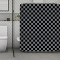 Grey And Black Checkered Pattern Print Polyester Shower Curtain