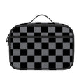 Grey And Black Checkered Pattern Print Portable Lunch Bag