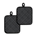 Grey And Black Checkered Pattern Print Pot Holders
