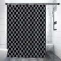 Grey And Black Checkered Pattern Print Premium Shower Curtain