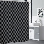 Grey And Black Checkered Pattern Print Premium Shower Curtain