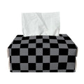 Grey And Black Checkered Pattern Print Rectangle Tissue Box Cover