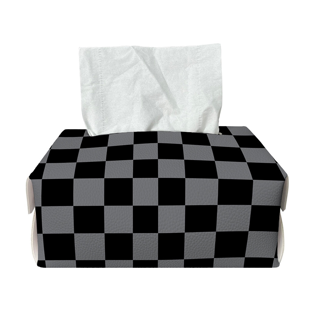 Grey And Black Checkered Pattern Print Rectangle Tissue Box Cover
