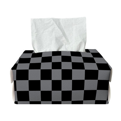Grey And Black Checkered Pattern Print Rectangle Tissue Box Cover