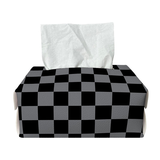 Grey And Black Checkered Pattern Print Rectangle Tissue Box Cover