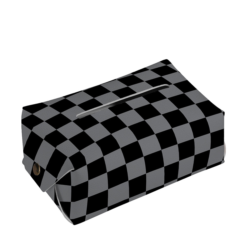 Grey And Black Checkered Pattern Print Rectangle Tissue Box Cover