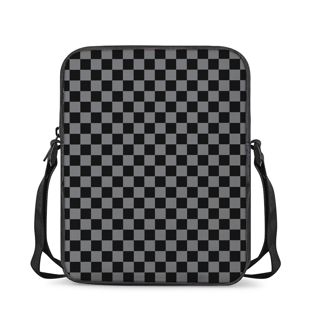 Grey And Black Checkered Pattern Print Rectangular Crossbody Bag