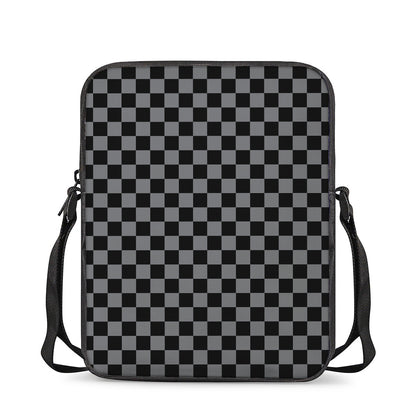 Grey And Black Checkered Pattern Print Rectangular Crossbody Bag