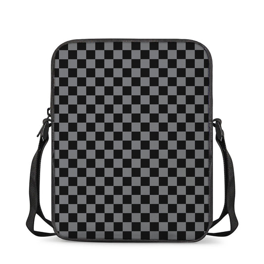 Grey And Black Checkered Pattern Print Rectangular Crossbody Bag