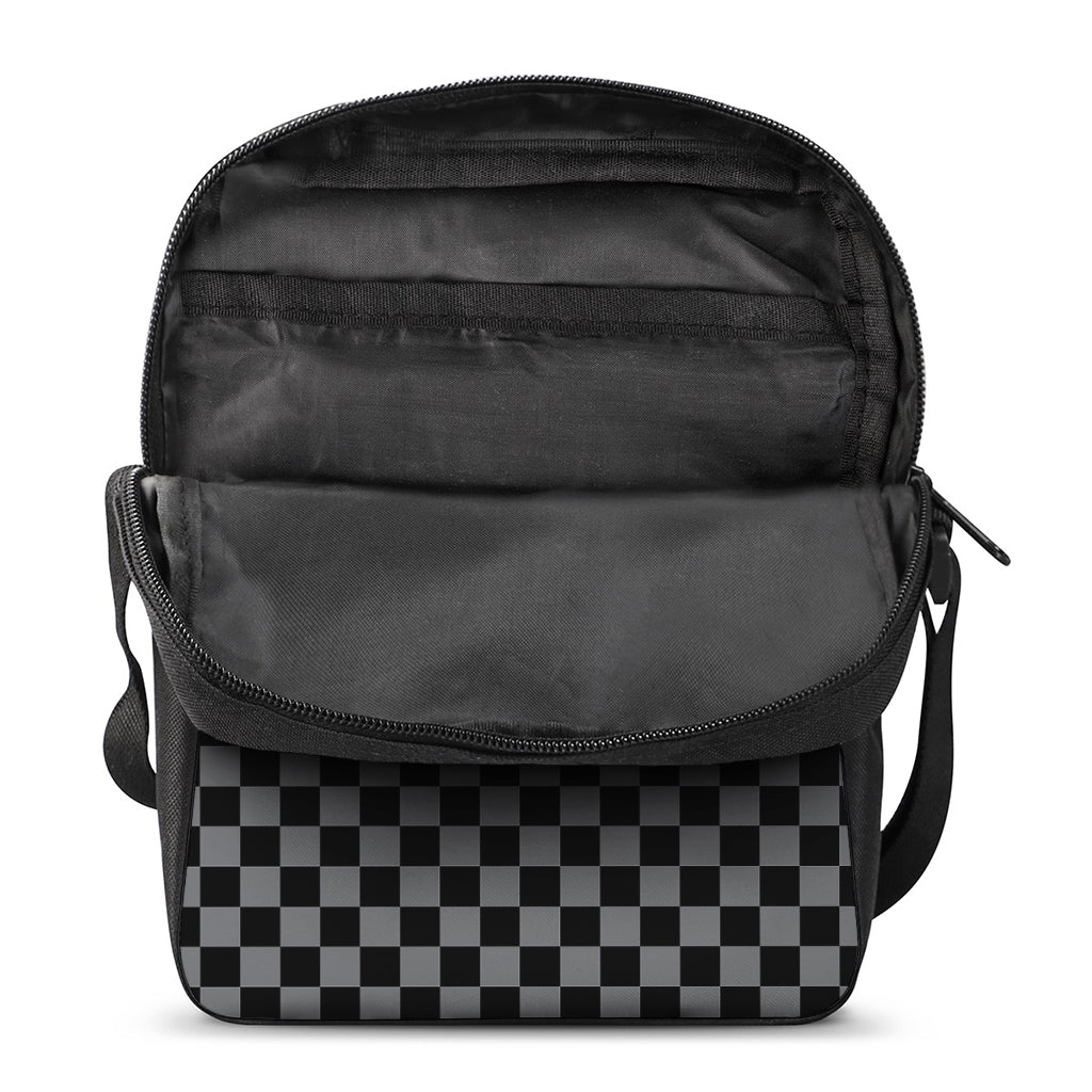 Grey And Black Checkered Pattern Print Rectangular Crossbody Bag