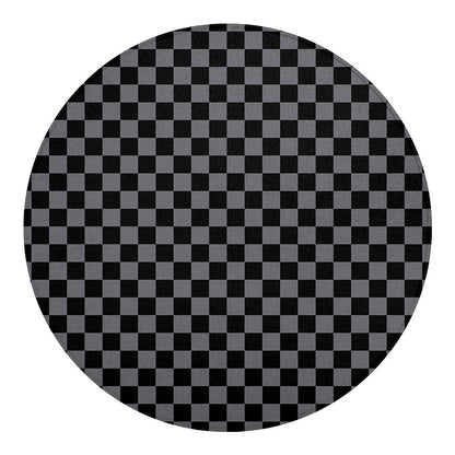 Grey And Black Checkered Pattern Print Round Blanket