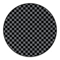 Grey And Black Checkered Pattern Print Round Floor Mat