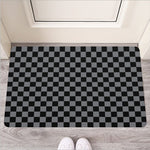 Grey And Black Checkered Pattern Print Rubber Doormat