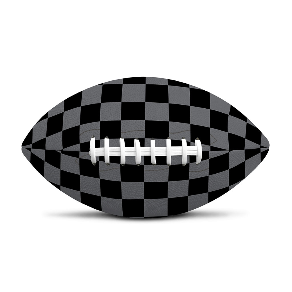 Grey And Black Checkered Pattern Print Rugby Ball