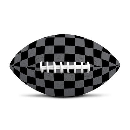 Grey And Black Checkered Pattern Print Rugby Ball