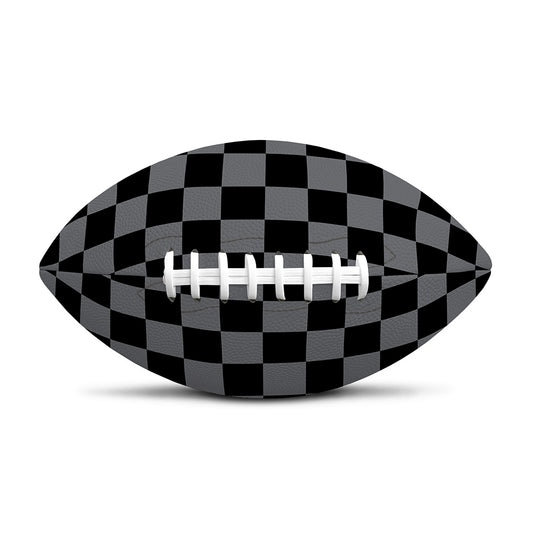 Grey And Black Checkered Pattern Print Rugby Ball