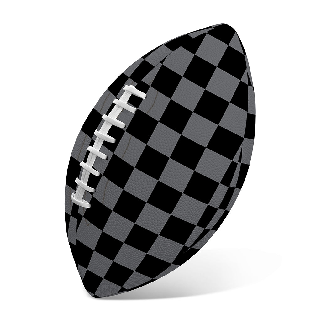 Grey And Black Checkered Pattern Print Rugby Ball