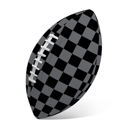 Grey And Black Checkered Pattern Print Rugby Ball