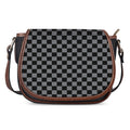 Grey And Black Checkered Pattern Print Saddle Bag
