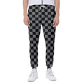 Grey And Black Checkered Pattern Print Joggers
