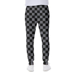 Grey And Black Checkered Pattern Print Scuba Joggers