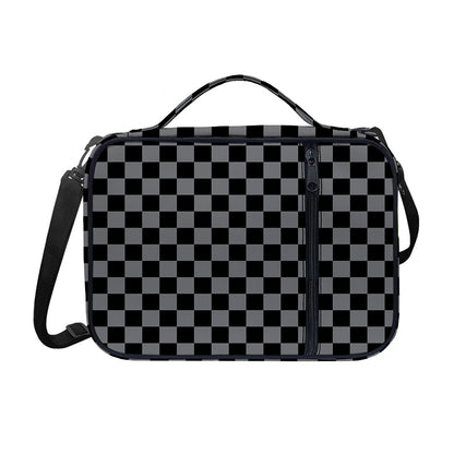 Grey And Black Checkered Pattern Print Shoulder Strap Bible Bag