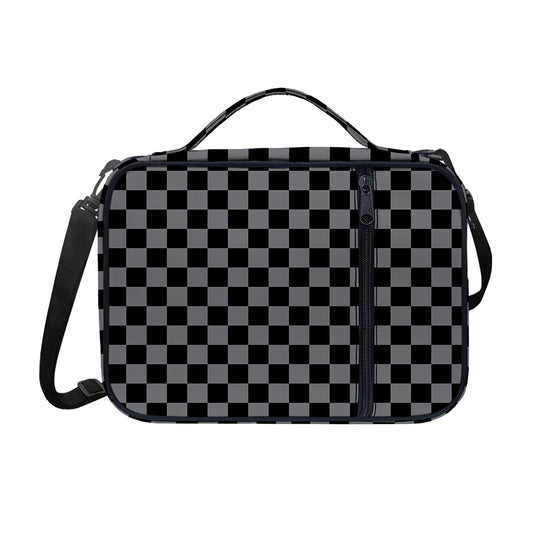 Grey And Black Checkered Pattern Print Shoulder Strap Bible Bag