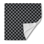 Grey And Black Checkered Pattern Print Silk Bandana
