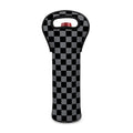 Grey And Black Checkered Pattern Print Single Neoprene Wine Tote
