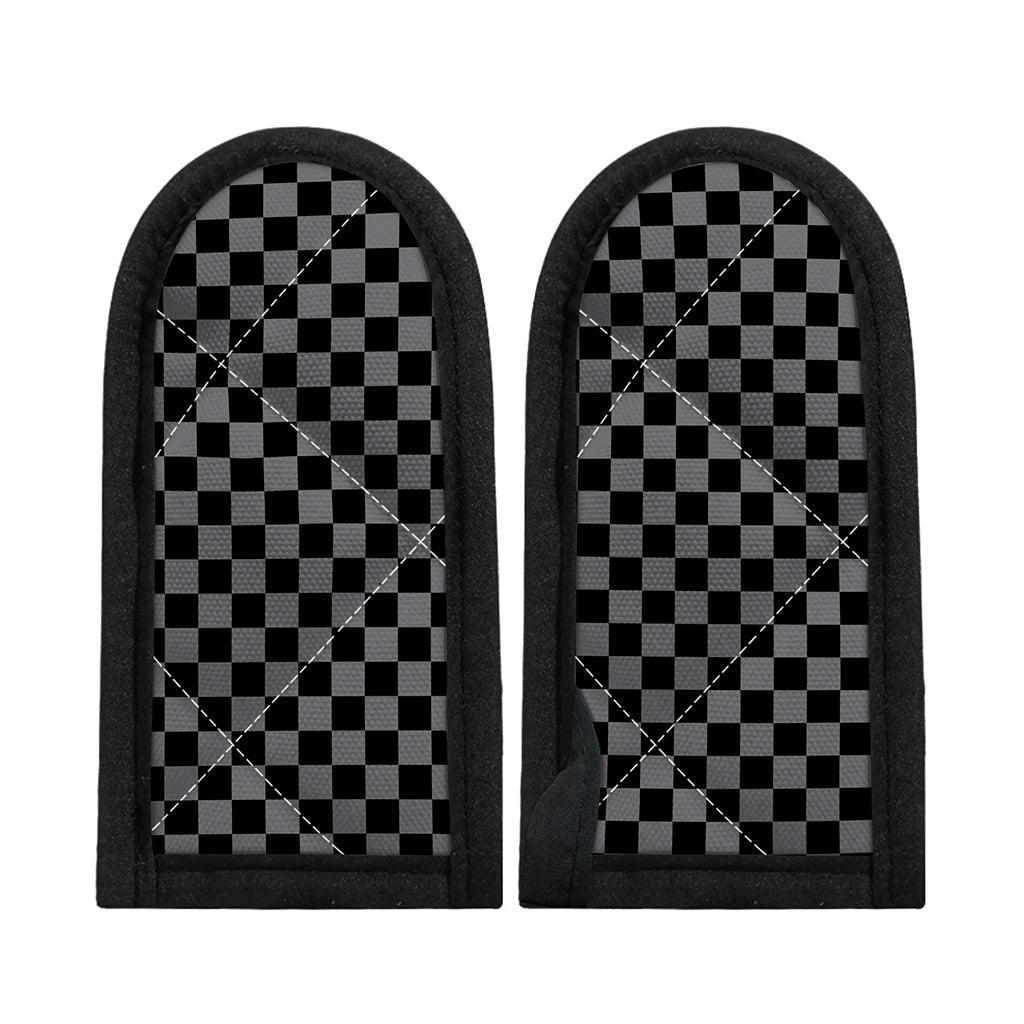 Grey And Black Checkered Pattern Print Skillet Handle Cover