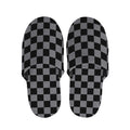 Grey And Black Checkered Pattern Print Slippers