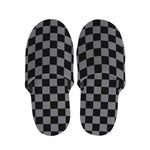 Grey And Black Checkered Pattern Print Slippers
