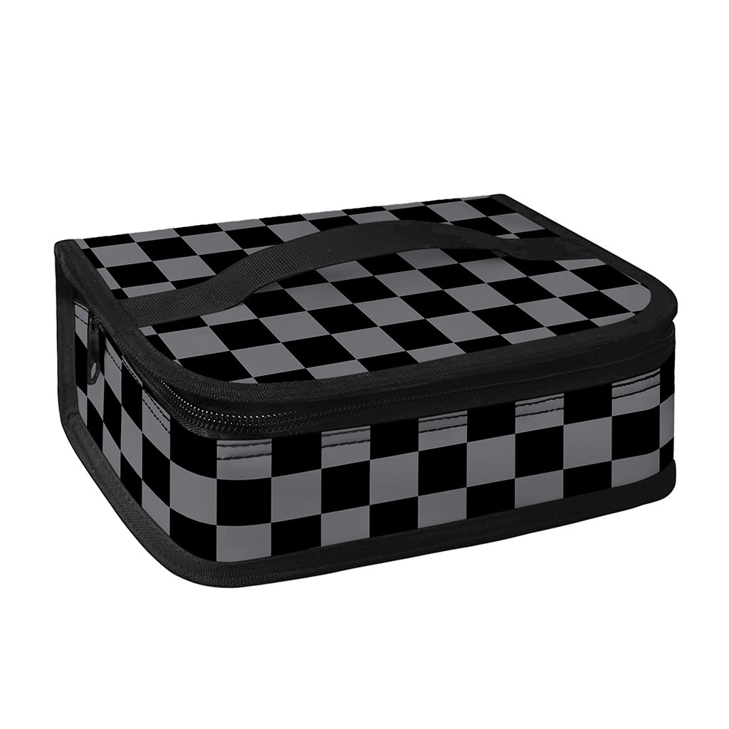 Grey And Black Checkered Pattern Print Small Lunch Bag