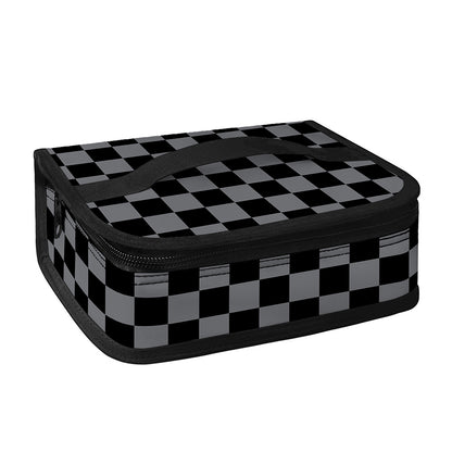 Grey And Black Checkered Pattern Print Small Lunch Bag