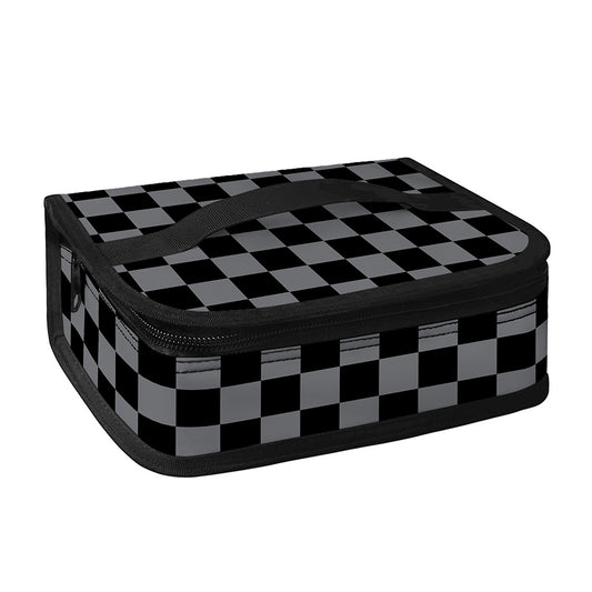 Grey And Black Checkered Pattern Print Small Lunch Bag