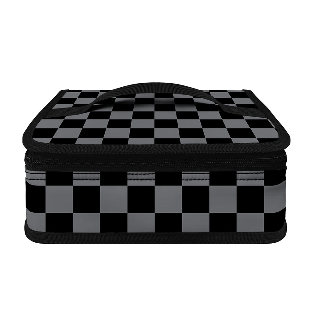 Grey And Black Checkered Pattern Print Small Lunch Bag