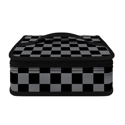 Grey And Black Checkered Pattern Print Small Lunch Bag
