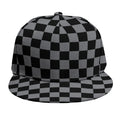 Grey And Black Checkered Pattern Print Snapback Cap