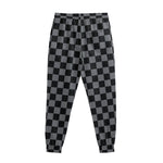 Grey And Black Checkered Pattern Print Sweatpants