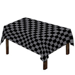 Grey And Black Checkered Pattern Print Tablecloth
